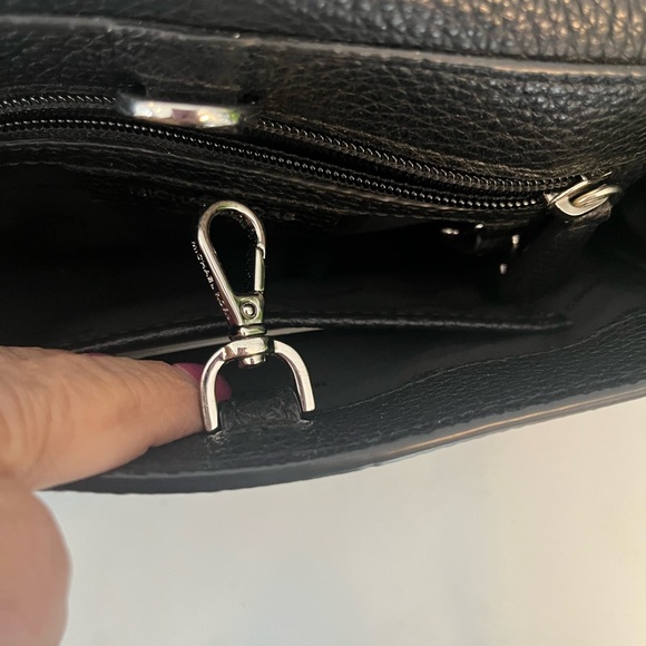 Michael Kors Black Leather Satchel with Silver Floral Accents Authentic - Picture 9 of 16